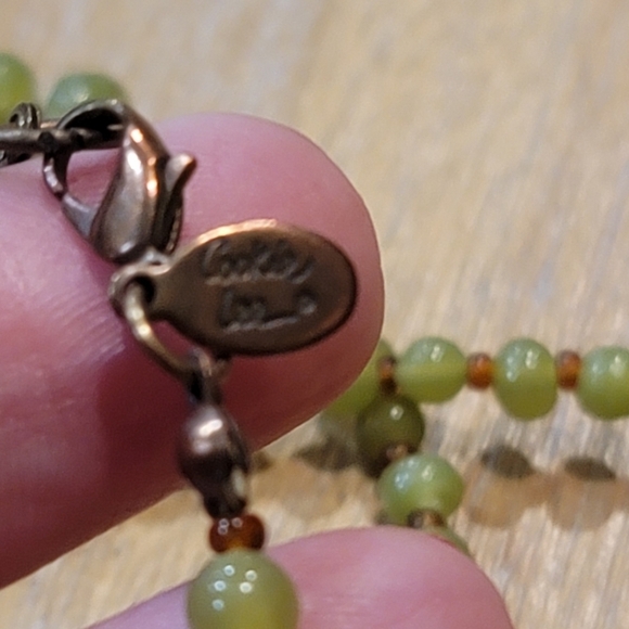 Cookie Lee Long Green Beaded Necklace 48" Copper Accent Lobster Clasp - Picture 5 of 5